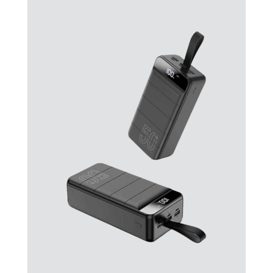 50.000 mAh Kapasiteli Powerbank – Hızlı Şarj Destekli, 4 USB Portlu, LED Işıklı Taşınabilir Enerji Deposu