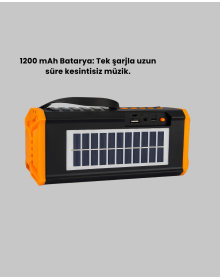 J-IPOX P520 Bluetooth Hoparlör 8W Güçlü Ses Solar Şarj FM Radyo