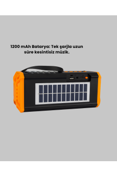 J-IPOX P520 Bluetooth Hoparlör 8W Güçlü Ses Solar Şarj FM Radyo