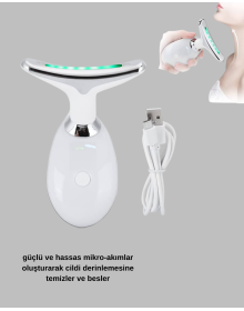 Yüz ve Boyun Sıkılaştırıcı Cilt Bakım Cihazı | EMS Mikro Akım & Kırışıklık Giderici