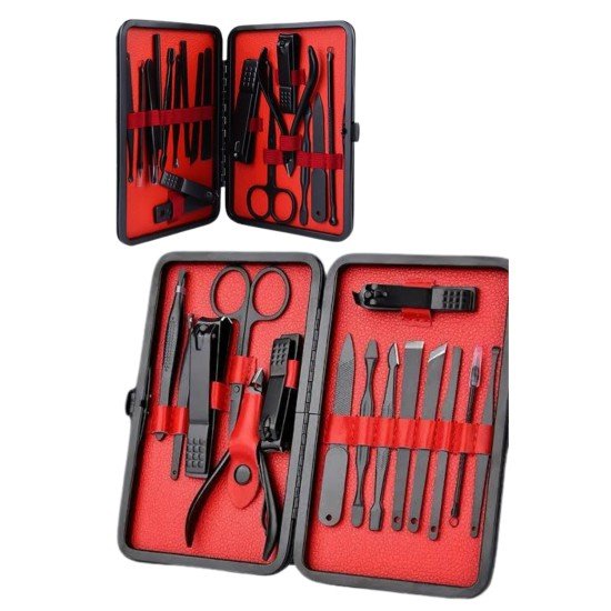 Deri Çantalı Siyah Paslanmaz Çelik 17 Parça Manikür Pedikür Seti Deri Çantalı Siyah Paslanmaz Çelik 17 Parça Manikür Pedikür Seti