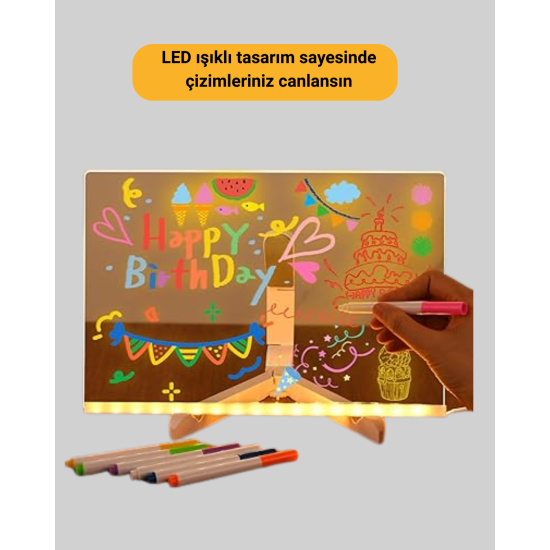 Yaratıcı Çizim ve Mesajlar İçin LED Işıklı Renkli Tahta Yaratıcı Çizim ve Mesajlar İçin LED Işıklı Renkli Tahta