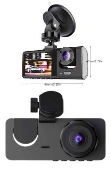 Yol Kayıt Araç Kamerası HD DVR 3 Kameralı 2.0in Ekranlı Ön İç Arka