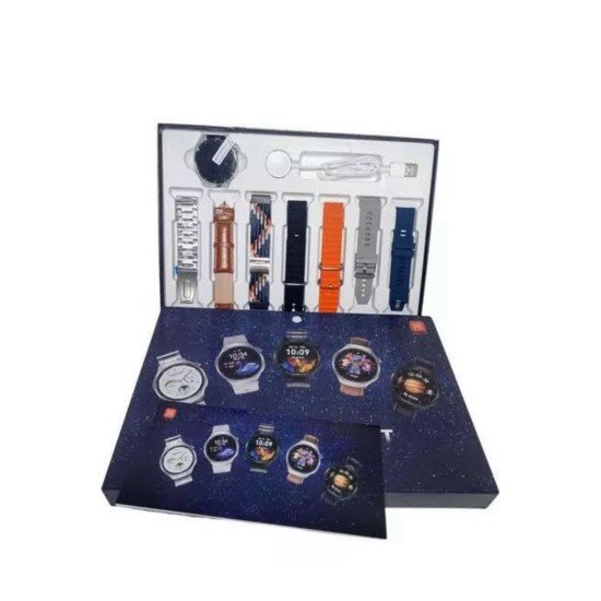 7 Kordonlu Akıllı Saat Siyah Kasa Dokunmatik Ekran Uyku ve Sağlık Takibi