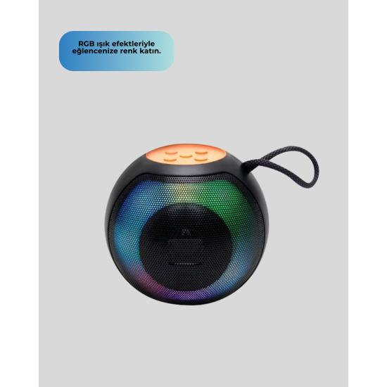 RGB Işıklı Taşınabilir Kablosuz Bluetooth Hoparlör