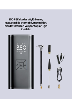 12V Uyumlu Çok İşlevli Akıllı Araç Lastik Pompası