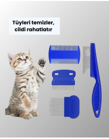 Evcil Hayvan Bakımı İçin Dayanıklı ve Çok Amaçlı Tarak Seti (4 Parça)