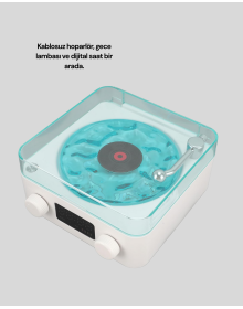 Retro Tasarımlı Gece Lambalı Bluetooth Hoparlör – Saat ve Pil Göstergeli