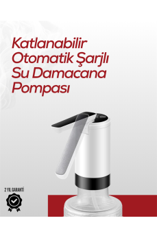 8000 mAh USB Şarjlı Su Pompası | Tek Tuşla Başlat/Durdur | Cam Damacana Uyumlu | Enerji Tasarruflu 4W Güç
