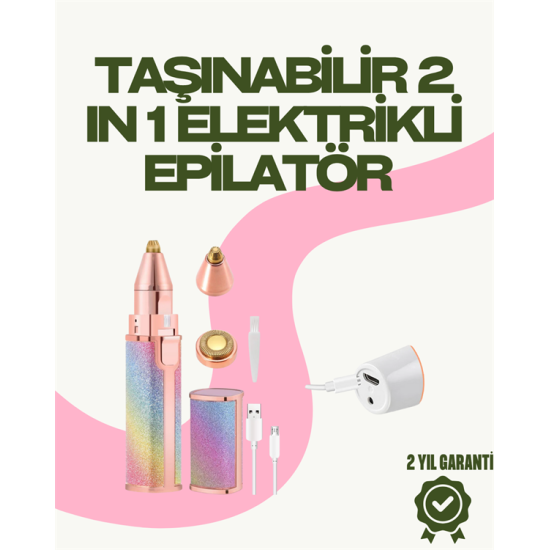 8000 RPM Taşınabilir Epilatör – Kaş Düzeltici ve Dudak Epilatörlü Pille Çalışan