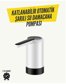 8000mAh Şarjlı Damacana Su Pompası | Tek Tuşla Otomatik Su Alımı | 40-80 Sn Dolum | Katlanabilir Tasarım