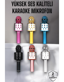 Kablosuz Bluetooth Karaoke Mikrofon USB ve AUX Girişli, Yüksek Ses Kalitesi
