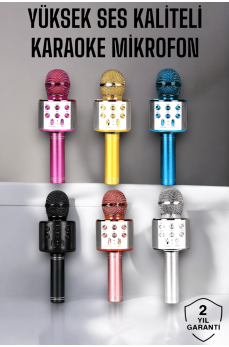 Kablosuz Bluetooth Karaoke Mikrofon USB ve AUX Girişli, Yüksek Ses Kalitesi