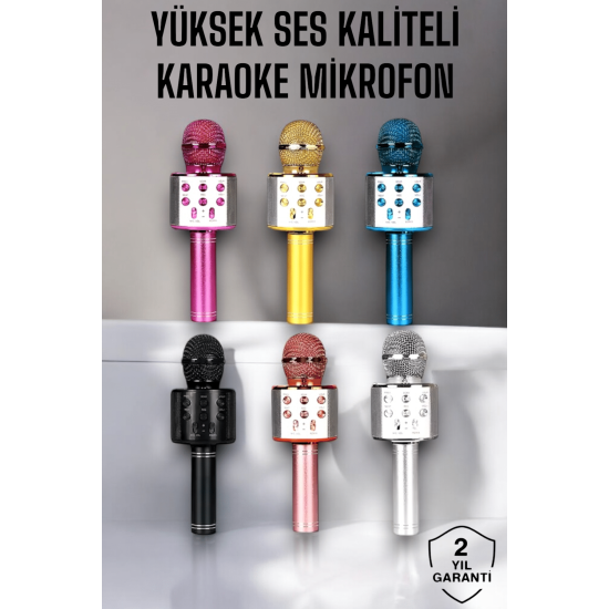Kablosuz Bluetooth Karaoke Mikrofon USB ve AUX Girişli, Yüksek Ses Kalitesi Kablosuz Bluetooth Karaoke Mikrofon USB ve AUX Girişli, Yüksek Ses Kalitesi