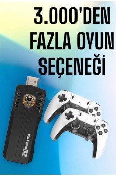8K Android TV Gme Stick Video Oyun Konsolu Aile Retro 35000 Oyunlu Çift Kollu