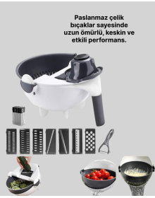 Çok Amaçlı Hazneli Sebze Rende Doğrayıcı ve Soyucu