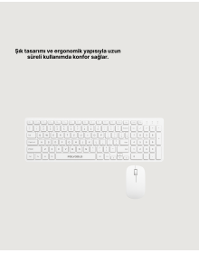Kablosuz Klavye Mouse Seti Beyaz Q Klavye Tüm Cihazlara Uyumlu