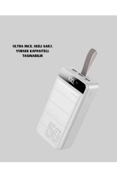 4 Cihazı Aynı Anda Şarj Edebilen Güçlü Powerbank 50000 mAh
