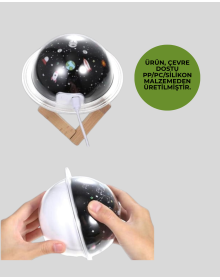 Projektör ışıklı ve aromaterapi destekli taşınabilir nemlendirici cihaz USB bağlantılı