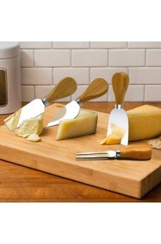 Ahşap Saplı 4 lü Peynir Bıçağı Seti
