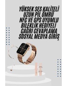 Akıllı Saat 3 Kordonlu Ve Aksesuarlı Bayanlar Için Şık Rose renk