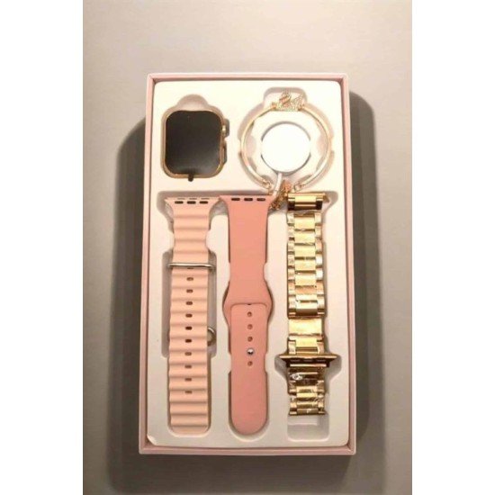 Akıllı Saat Amoled Ekran 3 Kordonlu Aksesuar Hediyeli Sesli Görüşme