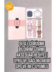 Akıllı Saat Amoled Ekran 3 Kordonlu Aksesuar Hediyeli Sesli Görüşme