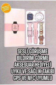 Akıllı Saat Amoled Ekran 3 Kordonlu Aksesuar Hediyeli Sesli Görüşme