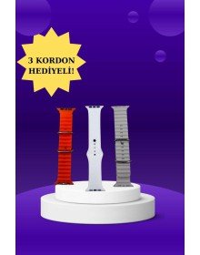 Akıllı Saat Arama Görüşme Bildirim Görme Uyku ve Sağlık Takibi Nabız Ölçer 3 Kordon Hediyeli