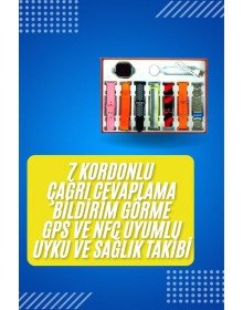 Akıllı Saat Çağrı Cevaplayabilen Unısex 7 Kordonlu Müzik Dinleme