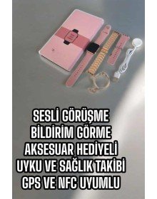 Akıllı Saat Sesli Görüşme Bildirim Görme Uyku ve Sağlık Takibi