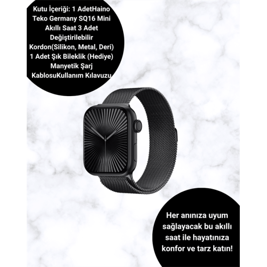 Akıllı Saat SQ-16 Mini Series 10 | Unisex Tasarım, Sağlık ve Spor Takibi