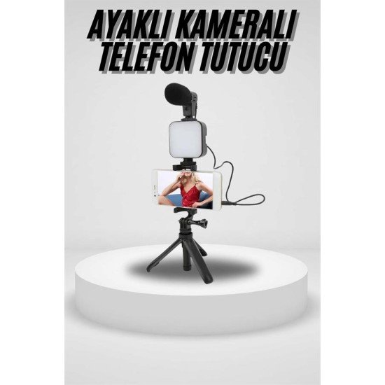 Akıllı Telefon Vlog Kiti Tripod Mini Mikrofonlu Telefon Tutucu Akıllı Telefon Vlog Kiti Tripod Mini Mikrofonlu Telefon Tutucu