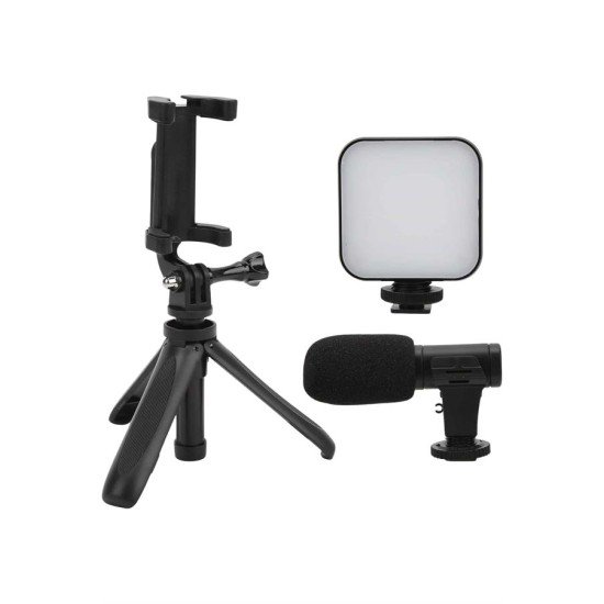 Akıllı Telefon Vlog Kiti Tripod Mini Mikrofonlu Telefon Tutucu Akıllı Telefon Vlog Kiti Tripod Mini Mikrofonlu Telefon Tutucu