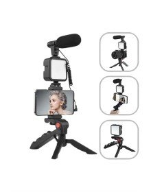 Akıllı Telefon Vlog Kiti Tripod Mini Mikrofonlu Telefon Tutucu