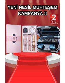 Aksesuar Hediyeli Akıllı Saat ve Dijital Göstergeli Powerbankli Bluetooth Kulaklık