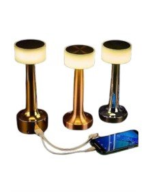 Altın Rengi Masa ve Gece Lambası Dokunmatik Şarjlı Masa Lambası