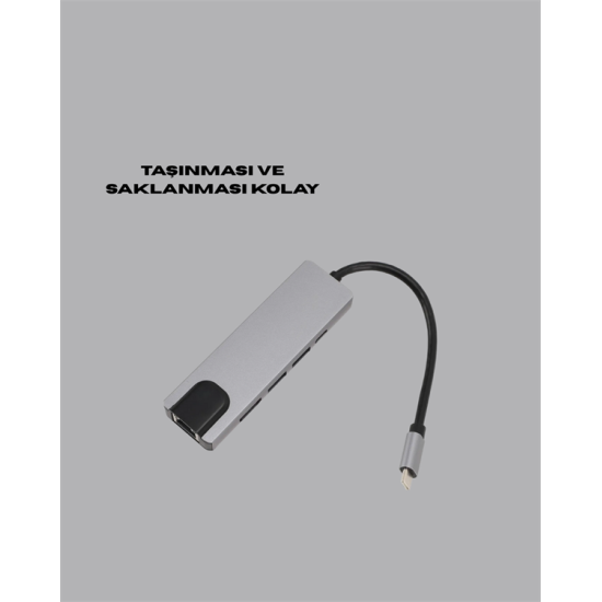 Alüminyum Gövdeli Type‑C HDMI & Ethernet Adaptör – Tak & Çalıştır Alüminyum Gövdeli Type‑C HDMI & Ethernet Adaptör – Tak & Çalıştır