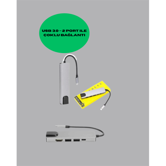 USB‑C Çoklu Bağlantı Merkezi – 5 Gbps, 100‑240 V, Sağlam Eloksal Tasarım
