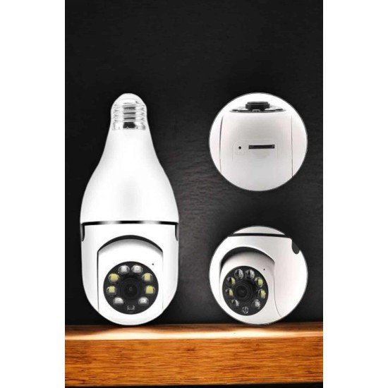 Ampul Görünümlü Güvenlik Kamerası Duylu Wifi Kamerası Dönebilen