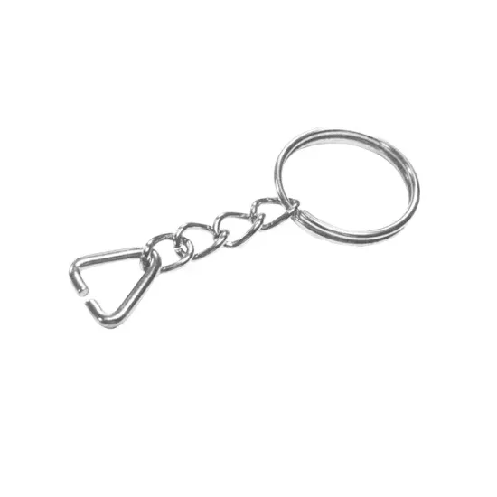 Anahtarlık Halkası, Halka + Zincir + Üçgen, 24mm, Gümüş, Nikel, 1 Adet Anahtarlık Halkası, Halka + Zincir + Üçgen, 24mm, Gümüş, Nikel, 1 Adet