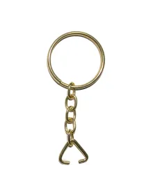 Anahtarlık Halkası, Halka + Zincir + Üçgen, 24mm, Altın, Sarı, 1 Adet