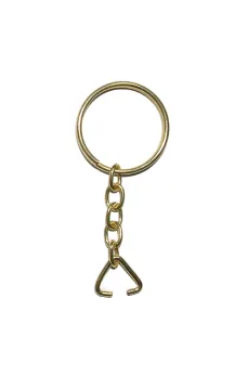 Anahtarlık Halkası, Halka + Zincir + Üçgen, 24mm, Altın, Sarı, 1 Adet
