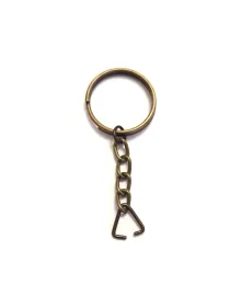 Anahtarlık Halkası, Halka + Zincir + Üçgen, 24mm, Antik, 1 Adet