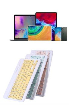 Android ve İOS Uyumlu Bluetooth Kablosuz Türkçe Q Klavye Renkli