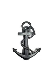 Antika Tarz Dekoratif Pirinç Halatlı, Çapa, Denizci, Gemici Kapı Tokmağı, Taktak - 170x60mm, Oksit