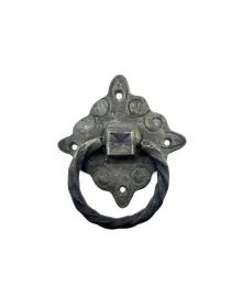 Antika Tarz Dekoratif Pirinç Mobilya Kulbu, Kapı Kilit Halkası - 94x97 mm, Büyük, Oksit