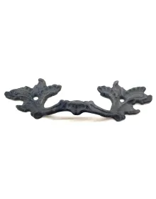 Antika Tarz Dekoratif Pirinç Çiçek Kapı Kulbu - 40x125 mm, Oksit