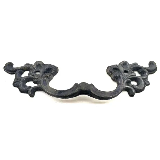 Antika Tarz Dekoratif Pirinç Çiçek Kapı Kulbu - 44x148 mm, Oksit Antika Tarz Dekoratif Pirinç Çiçek Kapı Kulbu - 44x148 mm, Oksit