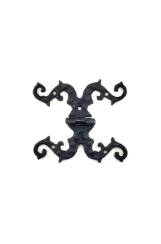 Antika Tarz Dekoratif Pirinç Süslü Menteşe - 100x90 mm, Oksit